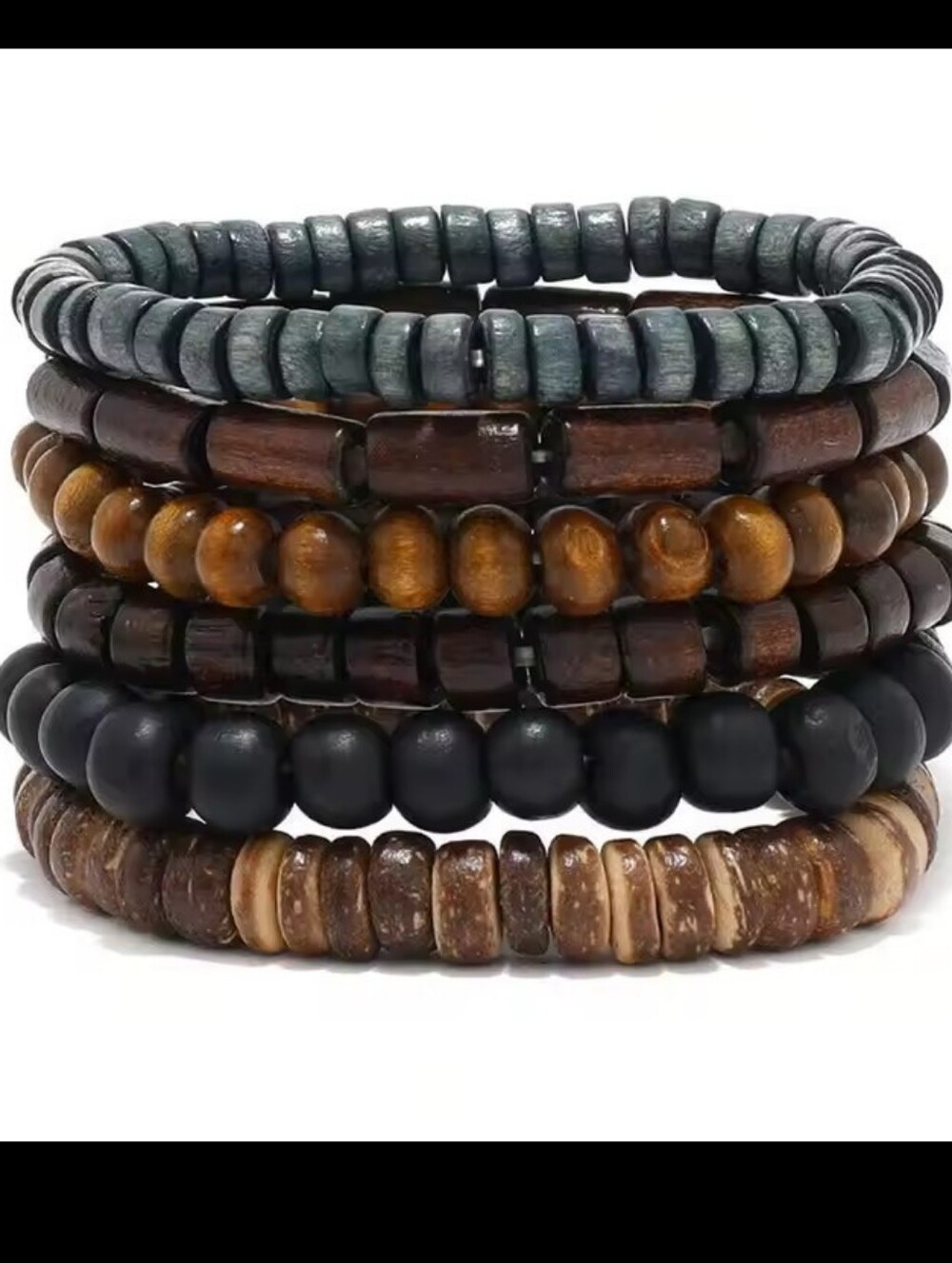 Men's Beaded Bracelets Set 6pc Beads‎ Jewelry New G11